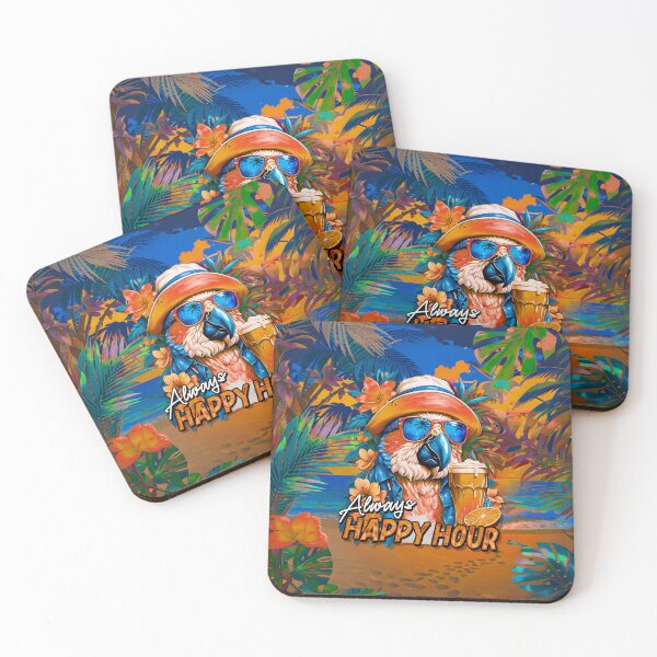 Item preview, Always Happy Hour Vecation Parrot Tropical Summer Drinks on Beach designed and sold by MindWave THC.
