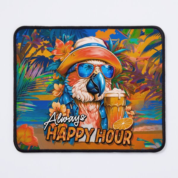 Item preview, Always Happy Hour Vecation Parrot Tropical Summer Drinks on Beach designed and sold by MindWave THC.