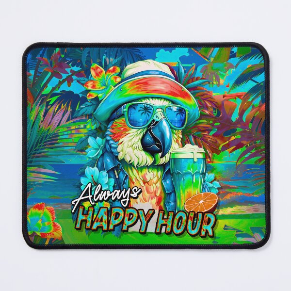 Item preview, Always Happy Hour Vecation Parrot Tropical Summer Drinks on Beach designed and sold by MindWave THC.