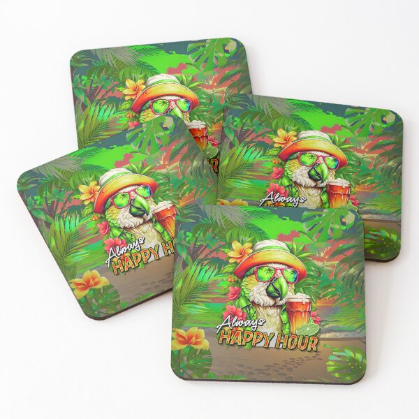 Item preview, Always Happy Hour Vecation Parrot Tropical Summer Drinks on Beach designed and sold by MindWave THC.
