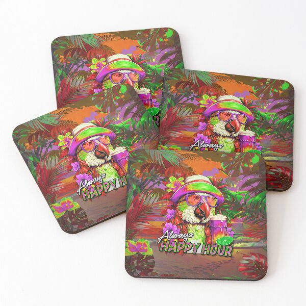 Item preview, Always Happy Hour Vecation Parrot Tropical Summer Drinks on Beach designed and sold by MindWave THC.