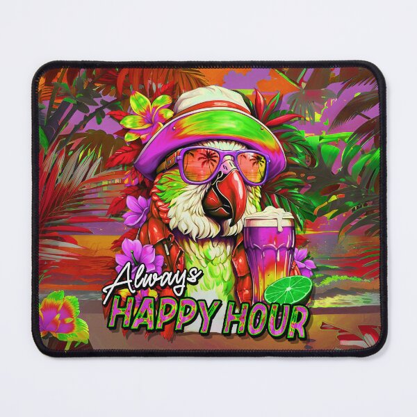 Item preview, Always Happy Hour Vecation Parrot Tropical Summer Drinks on Beach designed and sold by MindWave THC.