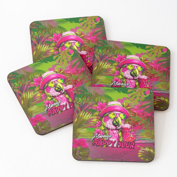 Item preview, Always Happy Hour Vecation Parrot Tropical Summer Drinks on Beach designed and sold by MindWave THC.