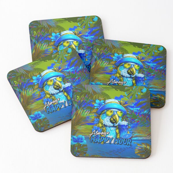 Item preview, Always Happy Hour Vecation Parrot Tropical Summer Drinks on Beach designed and sold by MindWave THC.