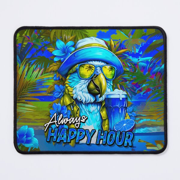 Item preview, Always Happy Hour Vecation Parrot Tropical Summer Drinks on Beach designed and sold by MindWave THC.