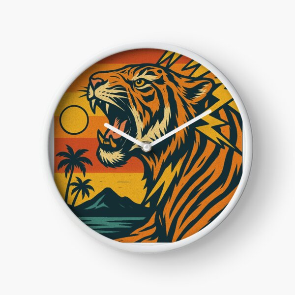 Vista previa del artículo con la obra «Espíritu Rugiente – Aventura clásica del tigre al atardecer», diseñado y vendido por Pop-clothes.