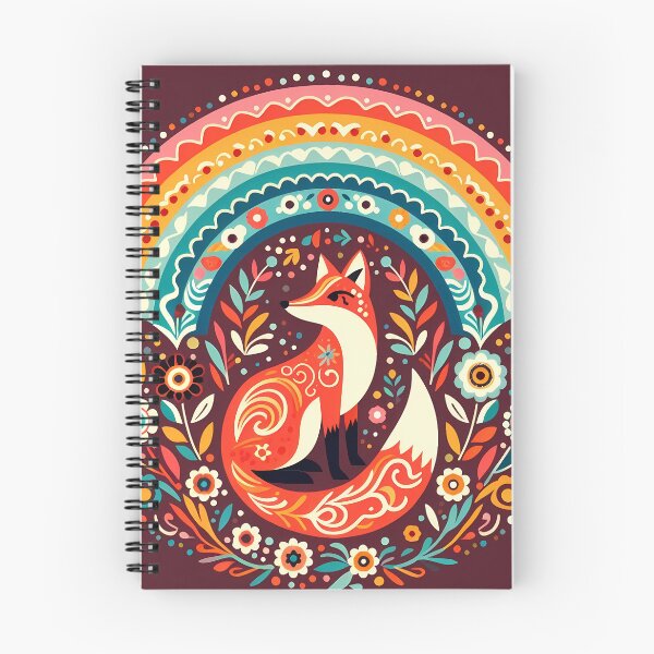 Item preview, Scandinavian Folk Art Fox Under Rainbow with Flowers by heidiannemorris © designed and sold by FOLK ART FUSION by heidiannemorris.
