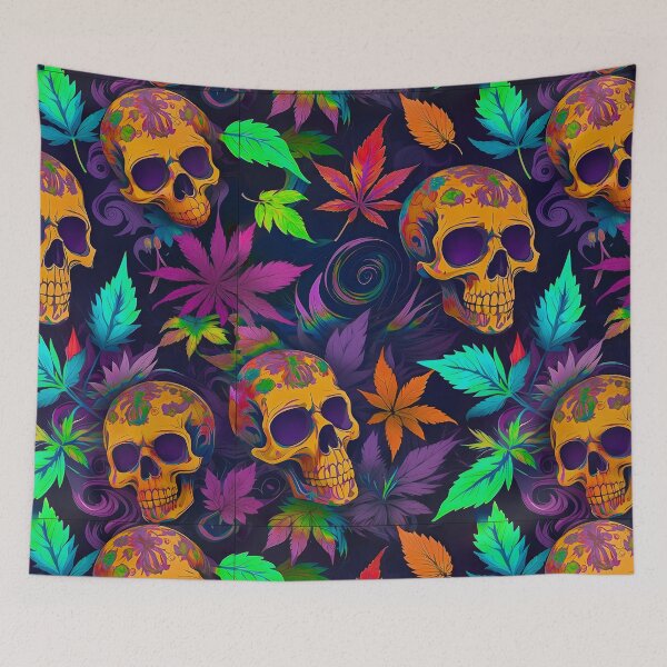 Item preview, Tribal Skulls Abstract Pattern Hemp plants Leaf designed and sold by MindWave THC.