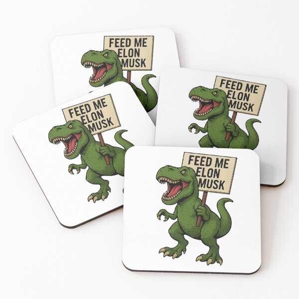 Item preview, Feed Me Elon Musk – Funny Dinosaur Protest Satire  designed and sold by The Junto Shop.