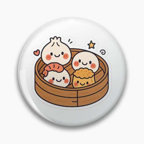 Item preview, “Kawaii Dim Sum Squad - Cute Bamboo Steamer Friends” designed and sold by Studiokif.