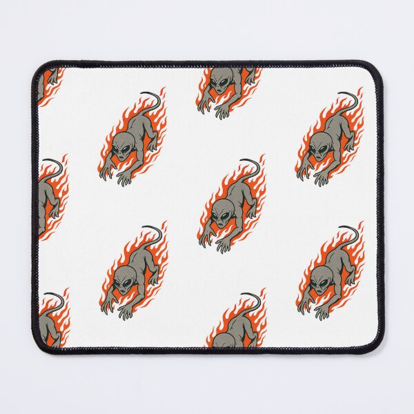 Item preview, Alien Flame Crawler – Retro Grey Extraterrestrial in Fire Ink Style designed and sold by Pop-clothes.