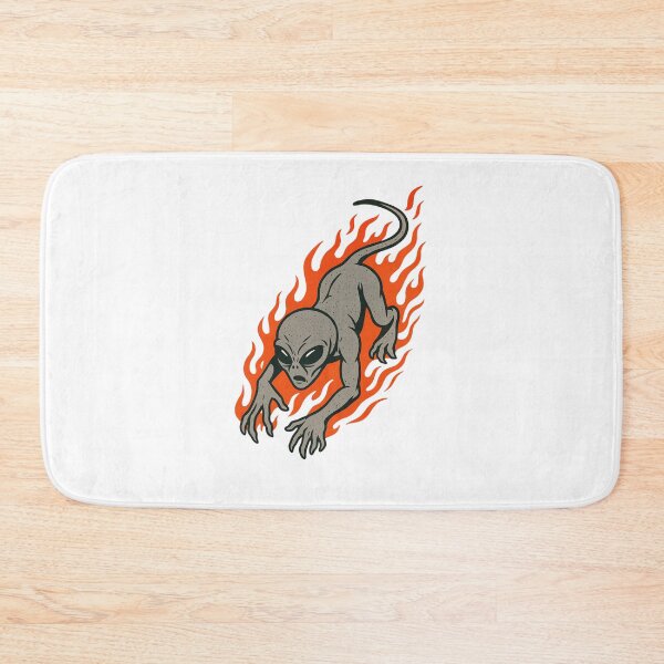 Item preview, Alien Flame Crawler – Retro Grey Extraterrestrial in Fire Ink Style designed and sold by Pop-clothes.