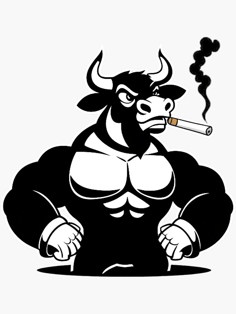 bull cigarette Badass Cartoon Bull Smoking a Cigarette Sticker