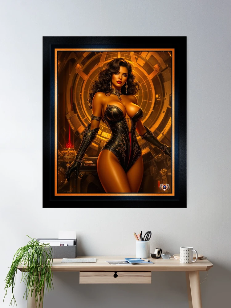 Gilded Portrait Of The Stunning Amara Leonora In Her Lair AI Concept Art by Xzendor7 | AI Generated Sexy Woman Free 2 Gilded Portrait Of The Stunning Amara Leonora In Her Lair Mesmerizing AI Concept Art by Xzendor7 Room Decor Poster Art Print