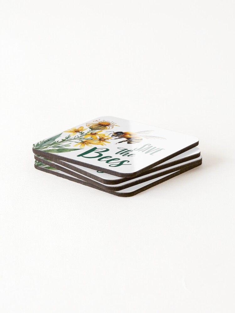 Thumbnail 4 of 5, Coasters (Set of 4), Save Bees designed and sold by RAA-Logo-Image.