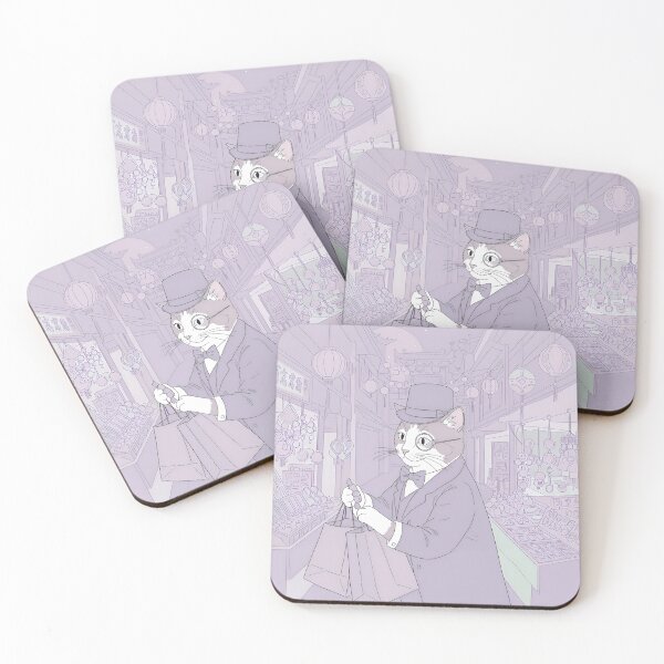 Artikelvorschau, Aristokratische Katze auf dem Temple Street Market – Elegante Linienkunst mit Pastell entworfen und verkauft von Simple_Lines2025.