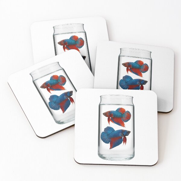 Item preview, Two betta fish gracefully swim inside a glass jar. designed and sold by CHAMP639.