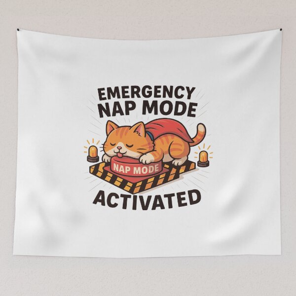 Item preview, Emergency Nap Mode Activated - Lazy Superhero Cat designed and sold by Funbly.