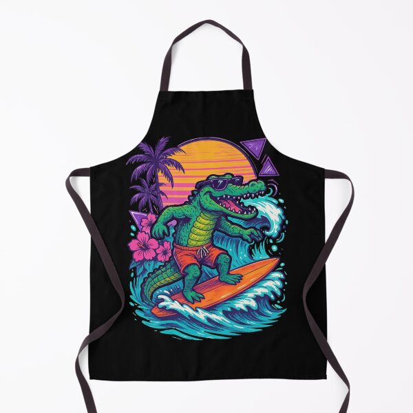 Item preview, Crocodile Surfer Wave Summer Retro designed and sold by TomFrontierArt.