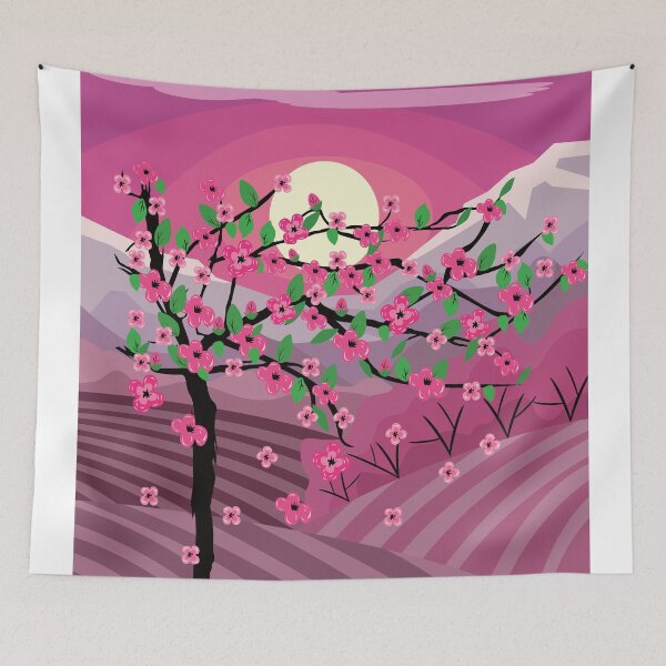 Item preview, Landscape with cherry blossom tree on a field. designed and sold by MiPa78.