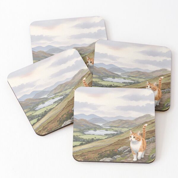 Item preview, Adventurous Cat Hiking the Lake District – Soft Watercolor Realistic Art designed and sold by Simple_Lines2025.