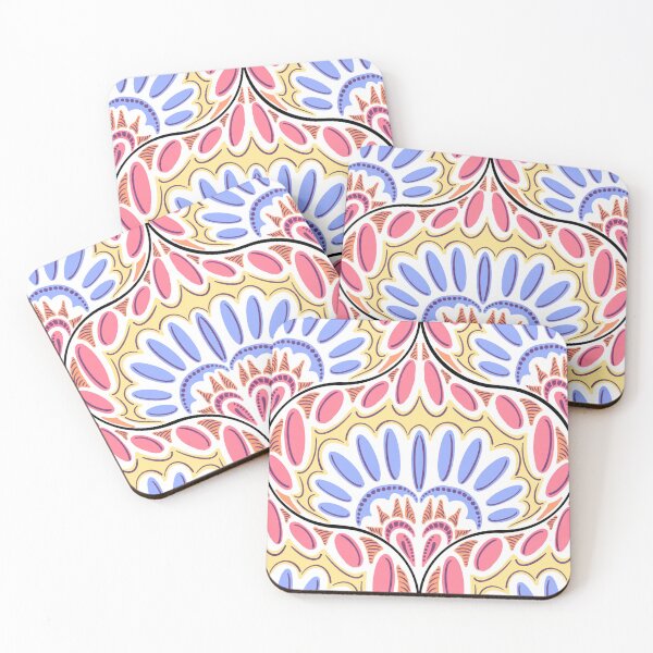 Item preview, Ogee Square Tile Pink Blue Yellow  designed and sold by HydrangeaDelMar.