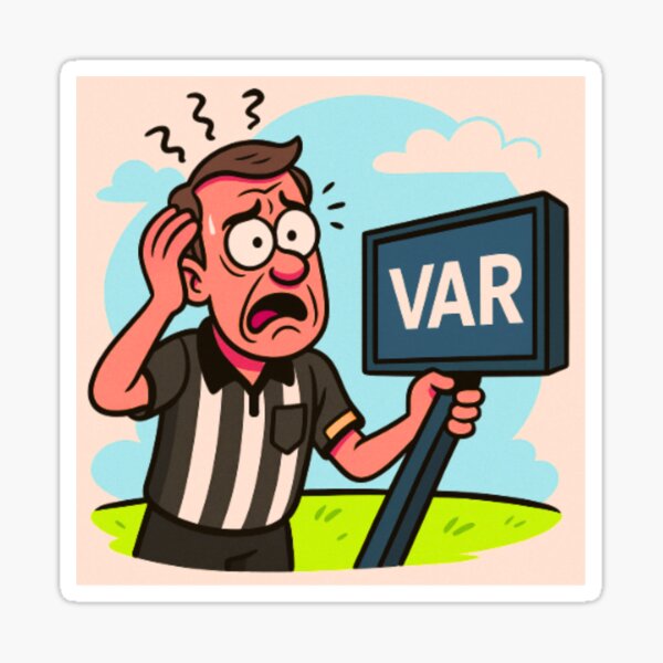 Item preview, Confused Referee at VAR Screen | Funny Soccer Cartoon Meme designed and sold by darshnik-arts.