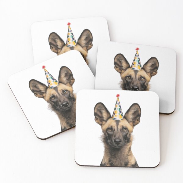 Item preview, African Wild Dog Wearing Birthday Party Hat designed and sold by LazyOwlStore.