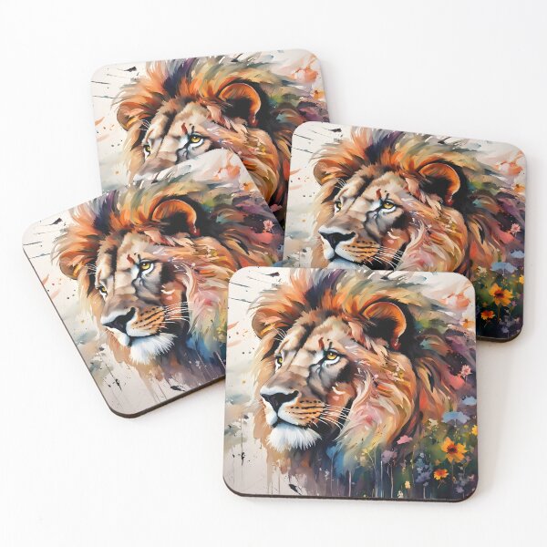 Item preview, "Crowned by Nature" - Lion & Wildflowers designed and sold by Country-Artist.