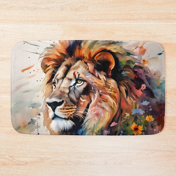Item preview, "Crowned by Nature" - Lion & Wildflowers designed and sold by Country-Artist.
