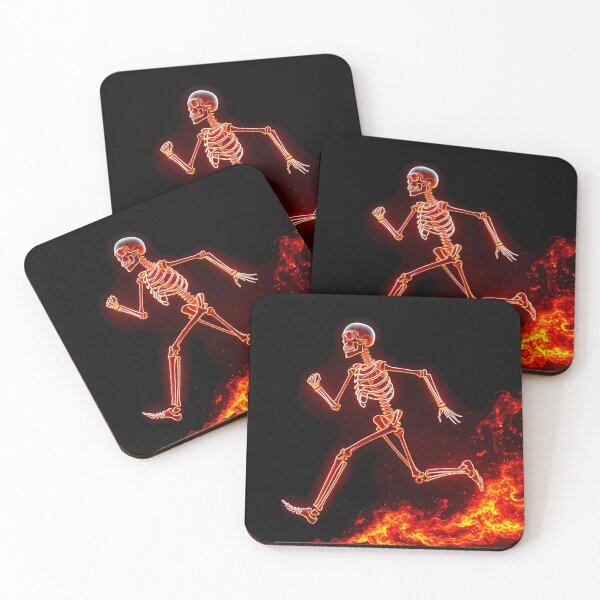 Item preview, Neon Skeleton Running Through Fire – Glowing Fiery Art designed and sold by FusionCipher.