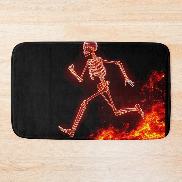 Item preview, Neon Skeleton Running Through Fire – Glowing Fiery Art designed and sold by FusionCipher.