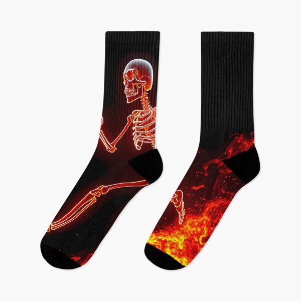 Item preview, Neon Skeleton Running Through Fire – Glowing Fiery Art designed and sold by FusionCipher.