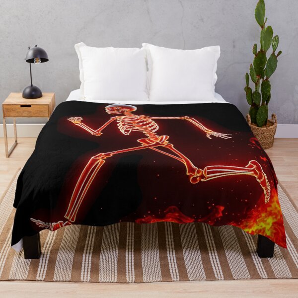 Item preview, Neon Skeleton Running Through Fire – Glowing Fiery Art designed and sold by FusionCipher.