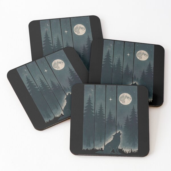 Item preview, A Wolf in the Wild  Wolf Silhouette In Beautiful Nature, a wolf with a forest and a deer in the background. nature, wolf, mountains, outdoors, adventure, camping designed and sold by Collagedream.