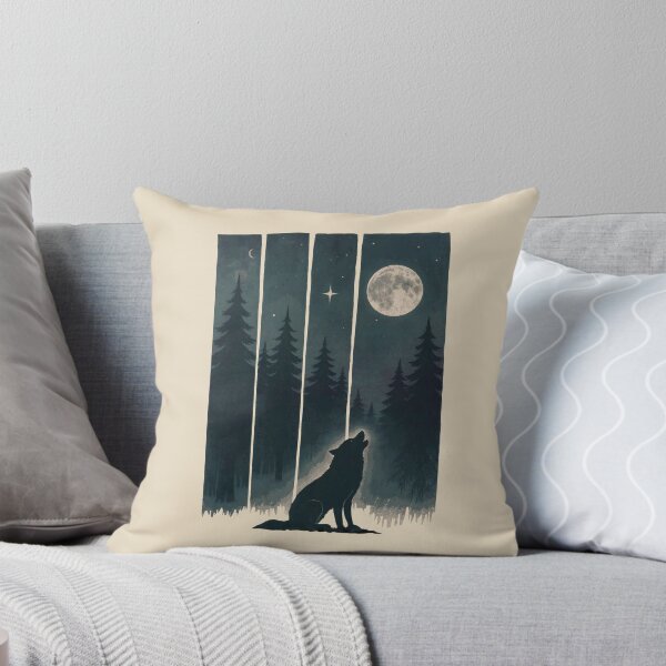 Item preview, A Wolf in the Wild  Wolf Silhouette In Beautiful Nature, a wolf with a forest and a deer in the background. nature, wolf, mountains, outdoors, adventure, camping designed and sold by Collagedream.