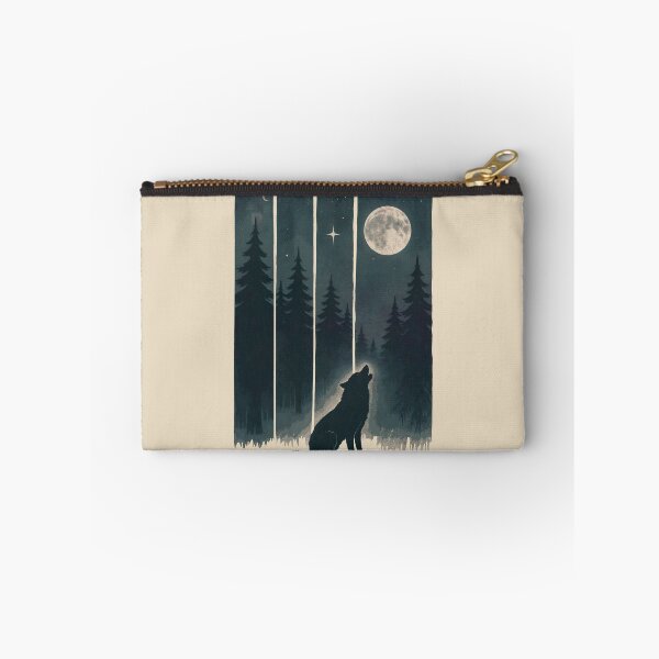 Item preview, A Wolf in the Wild  Wolf Silhouette In Beautiful Nature, a wolf with a forest and a deer in the background. nature, wolf, mountains, outdoors, adventure, camping designed and sold by Collagedream.