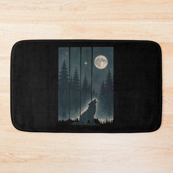 Item preview, A Wolf in the Wild  Wolf Silhouette In Beautiful Nature, a wolf with a forest and a deer in the background. nature, wolf, mountains, outdoors, adventure, camping designed and sold by Collagedream.