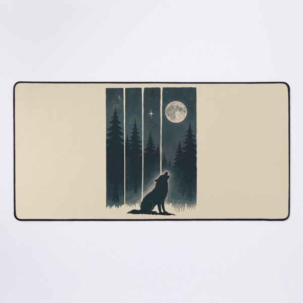 Item preview, A Wolf in the Wild  Wolf Silhouette In Beautiful Nature, a wolf with a forest and a deer in the background. nature, wolf, mountains, outdoors, adventure, camping designed and sold by Collagedream.