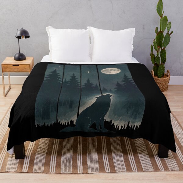 Item preview, A Wolf in the Wild Wolf Silhouette In Beautiful Nature, a wolf with a forest and a deer in the background. nature, wolf, mountains, outdoors, adventure, camping designed and sold by Collagedream.