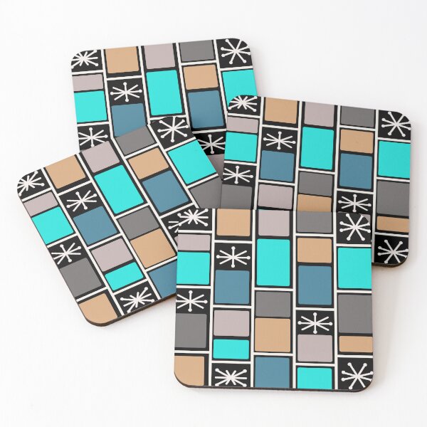 Item preview, 1950s Atomic Age Rectangles Starbursts Black designed and sold by thepixelgarden.