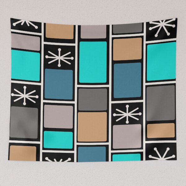 Item preview, 1950s Atomic Age Rectangles Starbursts Black designed and sold by thepixelgarden.