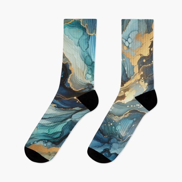 Item preview, Abstract Blue and Gold Marble Flow Art designed and sold by Vision Crafted.