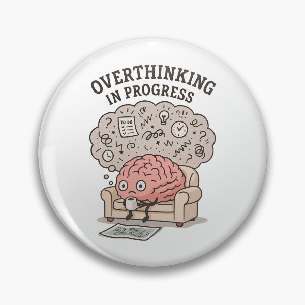Item preview, Overthinking in Progress — Nervous Brain Cartoon Design designed and sold by Funbly.