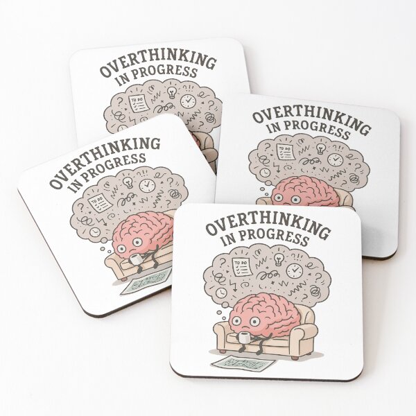 Item preview, Overthinking in Progress — Nervous Brain Cartoon Design designed and sold by Funbly.