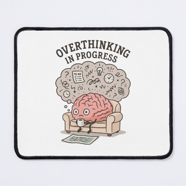 Item preview, Overthinking in Progress — Nervous Brain Cartoon Design designed and sold by Funbly.