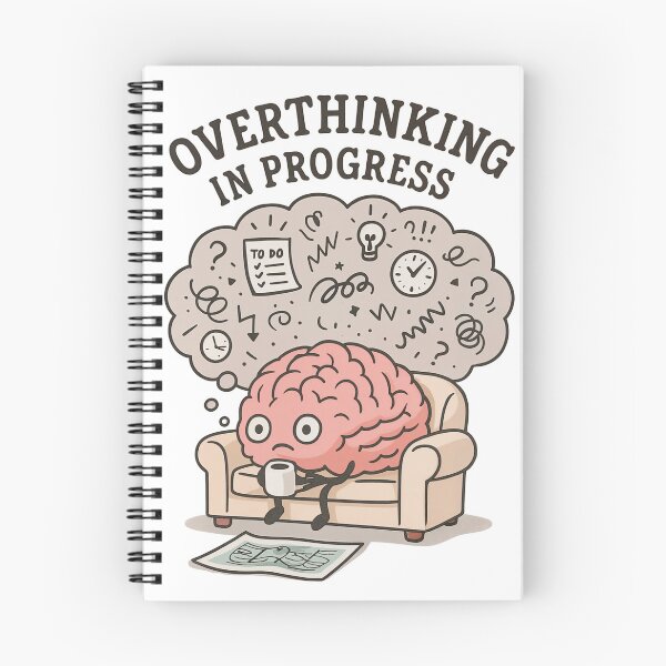 Item preview, Overthinking in Progress — Nervous Brain Cartoon Design designed and sold by Funbly.