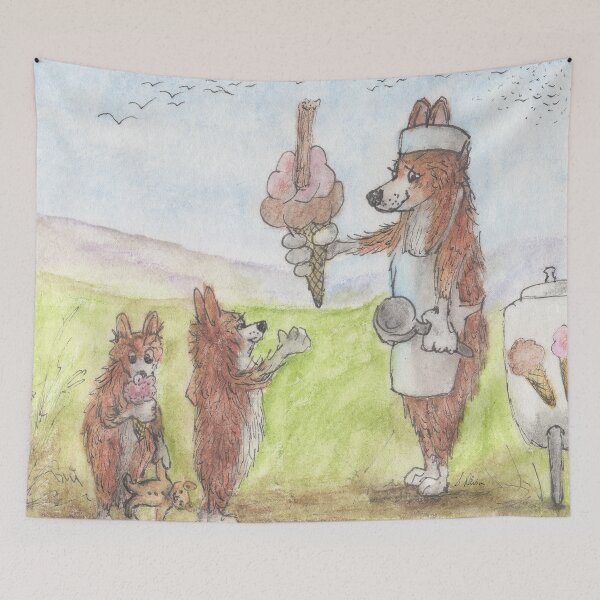 Item preview, Welsh Corgi dog ice cream seller designed and sold by SusanAlisonArt.