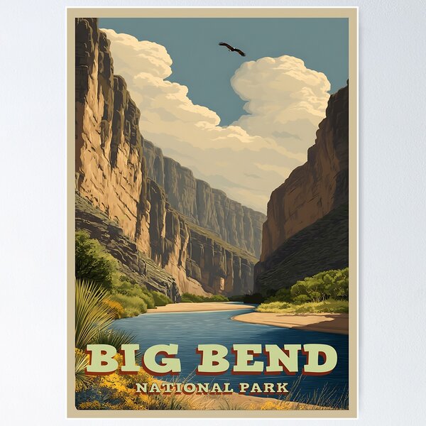 Item preview, Vintages Reiseplakat des Big Bend Nationalparks designed and sold by Gooos.