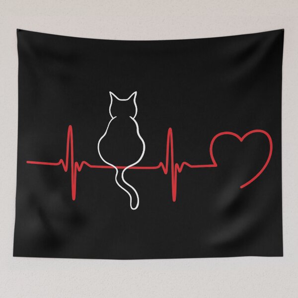 Item preview, Cat Lover Heartbeat – Feline ECG Design   designed and sold by FaeryNuff.
